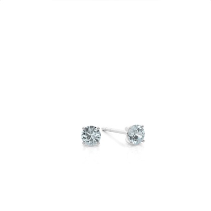 4 Prong Setting Round Aquamarine Stud Earring