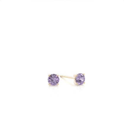 4 Prong Setting Round Amethyst Stud Earring
