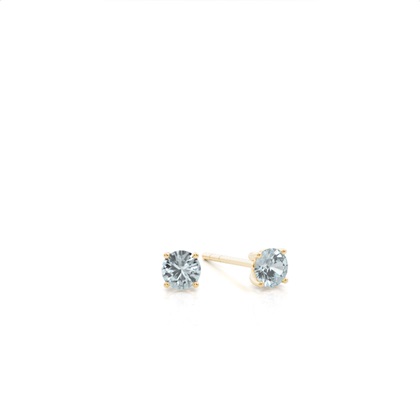 4 Prong Setting Round Aquamarine Stud Earring