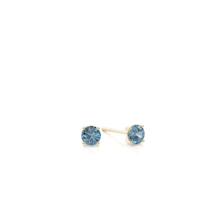4 Prong Setting Round Blue Topaz Stud Earring