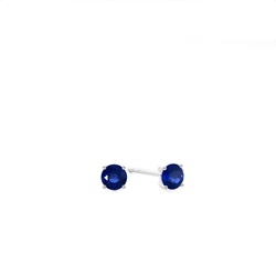 4 Zinkeneinstellung Runder blauer Saphir-Ohrstecker