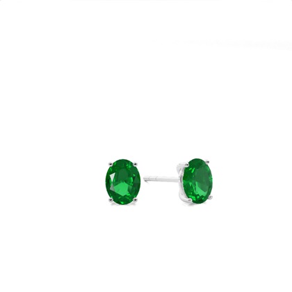 White Gold Emerald Earrings Diamond