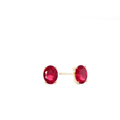 4 Prong Setting Oval Ruby Stud Earring