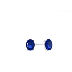 4 Zinkeneinstellung Ovaler blauer Saphir-Ohrstecker