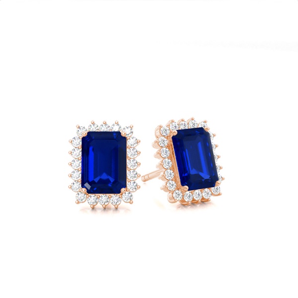Prong Setting Blue Sapphire Stud Earring