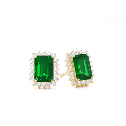 Prong Setting Emerald Stud Earring