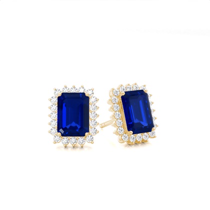 Prong Setting Blue Sapphire Stud Earring