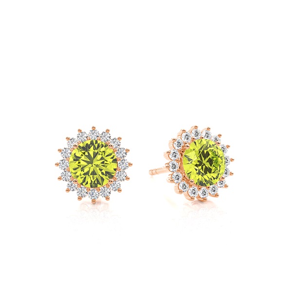 Prong Setting Round Peridot Stud Earring