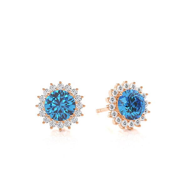 Prong Setting Round Blue Topaz Stud Earring