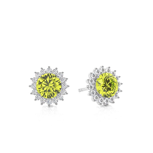 Prong Setting Round Peridot Stud Earring