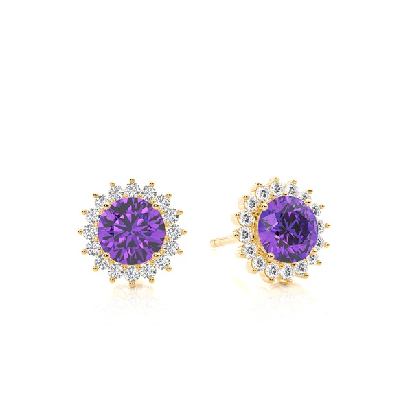 Prong Setting Round Amethyst Stud Earring