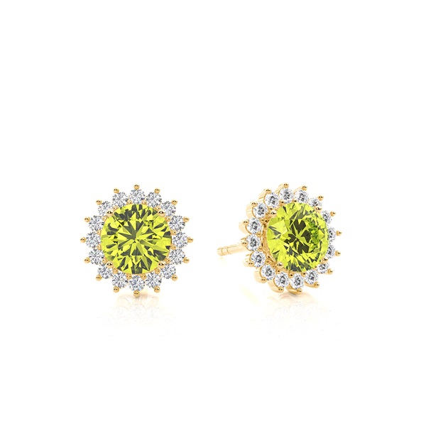 Prong Setting Round Peridot Stud Earring