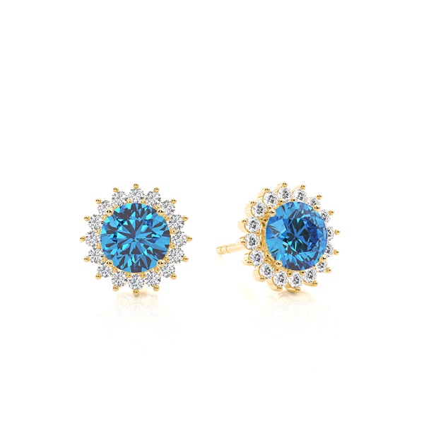 Prong Setting Round Blue Topaz Stud Earring