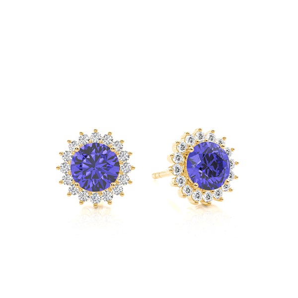Prong Setting Round Tanzanite Stud Earring
