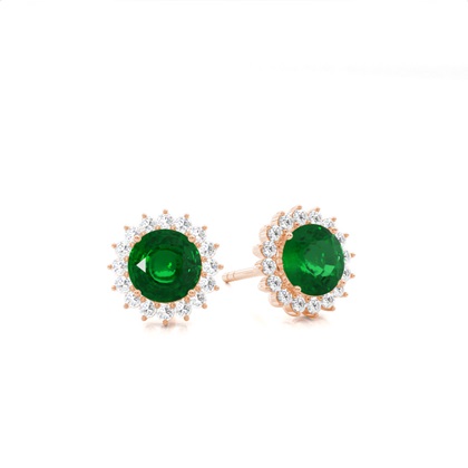 Rose Gold Emerald Diamond Earrings Diamond