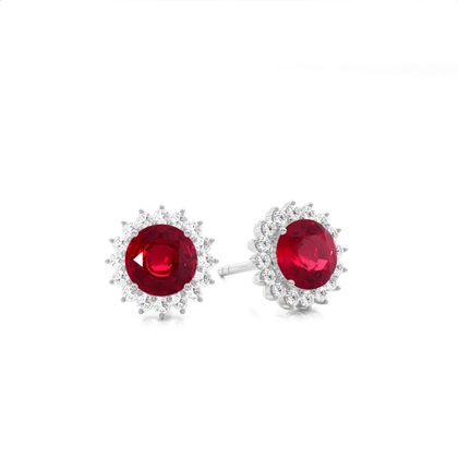 Prong Setting Round Ruby Stud Earring