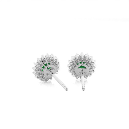 Prong Setting Round Emerald Stud Earring