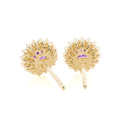 Runder Amethyst-Ohrstecker in einer Krappenfassung