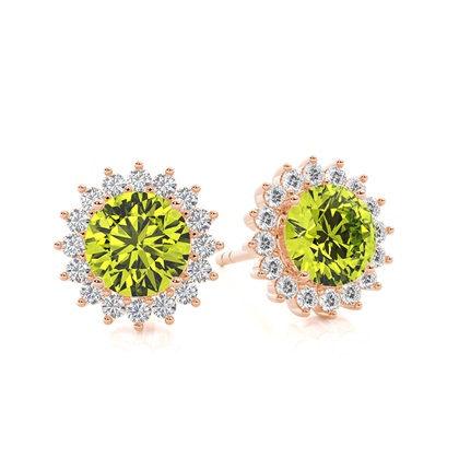 Prong Setting Round Peridot Stud Earring