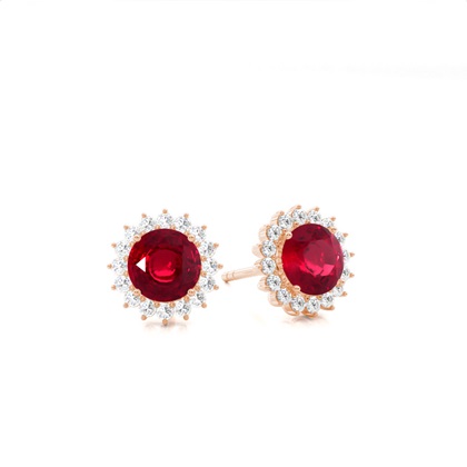 Rose Gold Halo Diamond Earrings