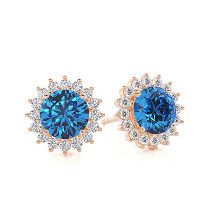 Prong Setting Round Blue Topaz Stud Earring