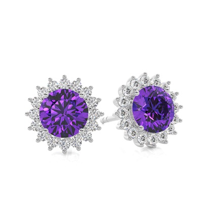 Prong Setting Round Amethyst Stud Earring