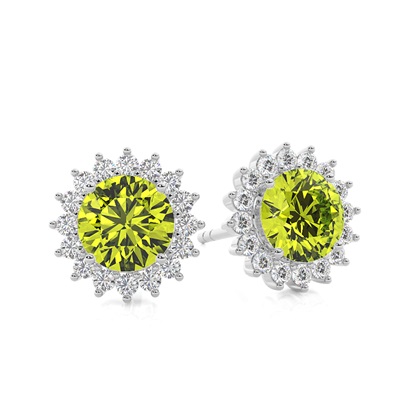 Prong Setting Round Peridot Stud Earring