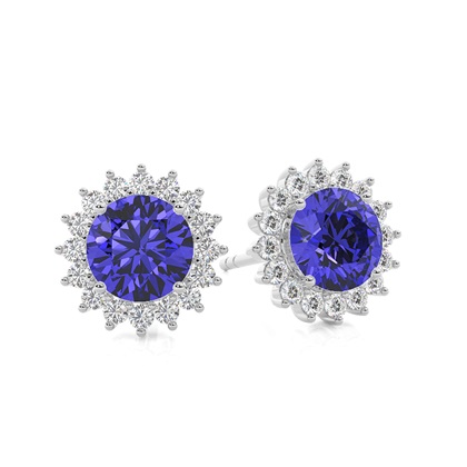 Prong Setting Round Tanzanite Stud Earring