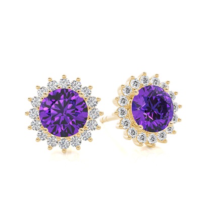 Prong Setting Round Amethyst Stud Earring