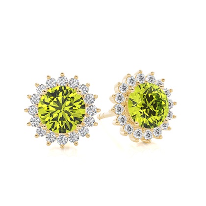 Prong Setting Round Peridot Stud Earring