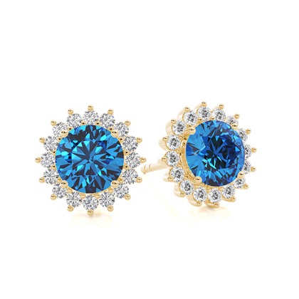 Prong Setting Round Blue Topaz Stud Earring