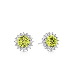 Prong Setting Round Peridot Stud Earring