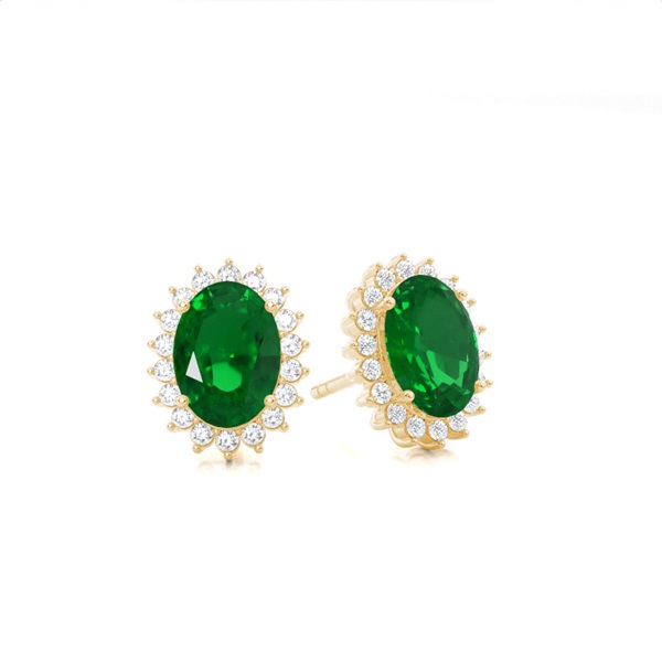 Prong Setting Oval Emerald Stud Earring