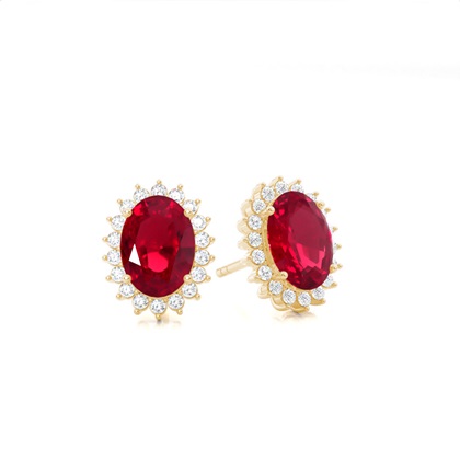 Oval Ruby Earrings Diamond