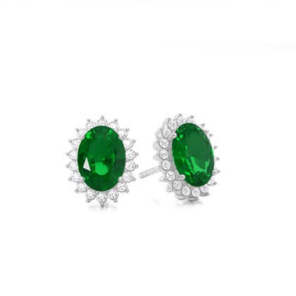 Prong Setting Oval Emerald Stud Earring