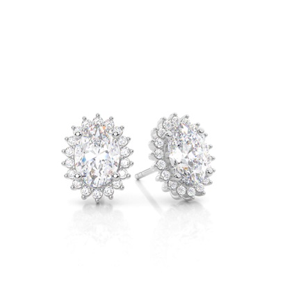 Prong Setting Oval Moissanite Stud Earring