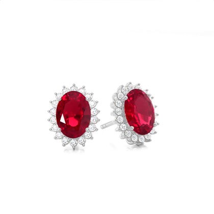 Prong Setting Oval Ruby Stud Earring