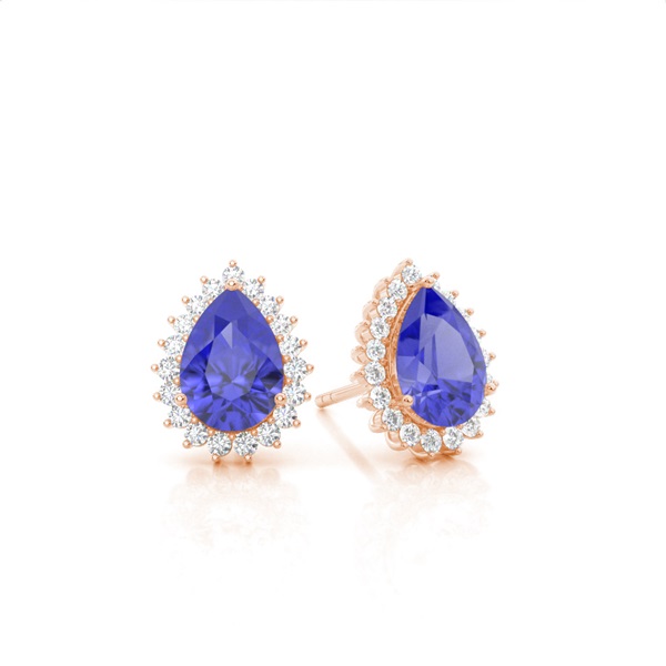 Prong Setting Pear Tanzanite Stud Earring