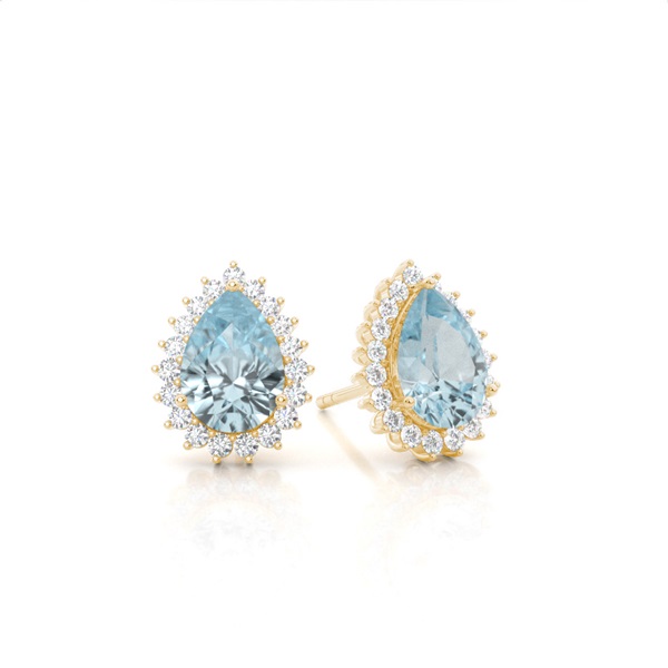 Prong Setting Pear Aquamarine Stud Earring