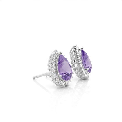 Tropfenförmiger Amethyst-Ohrstecker in einer Krappenfassung