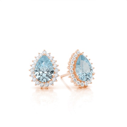 Prong Setting Pear Aquamarine Stud Earring