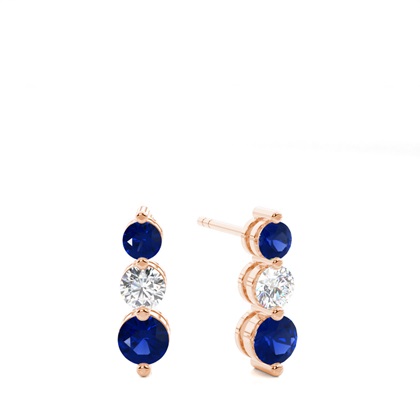 Round Sapphire Diamond Earrings