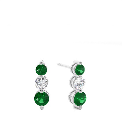 2 Prong Setting Emerald Drop Earrings