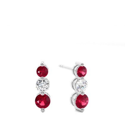 2 Prong Setting Ruby Drop Earrings