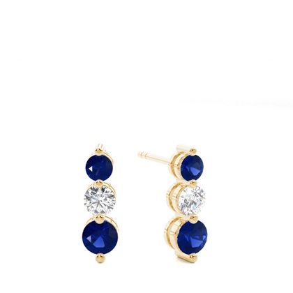 Round Sapphire Diamond Earrings