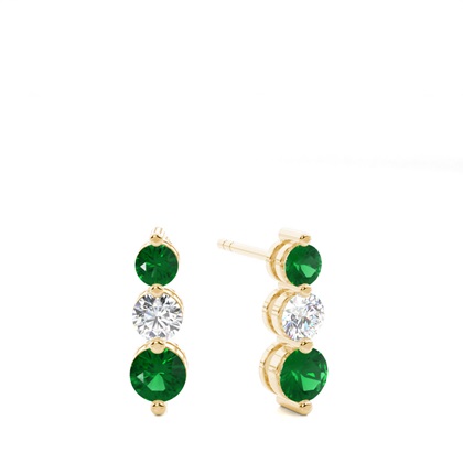 Yellow Gold Emerald Earrings Diamond