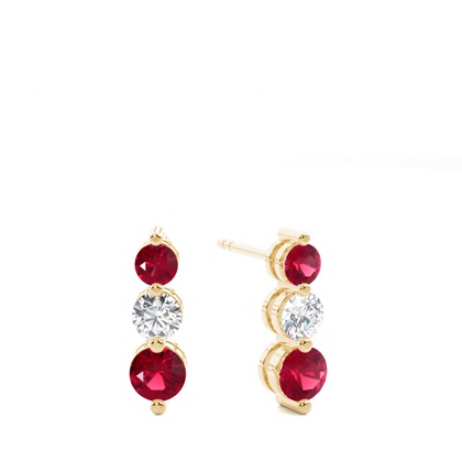 Yellow Gold Ruby Earrings Diamond