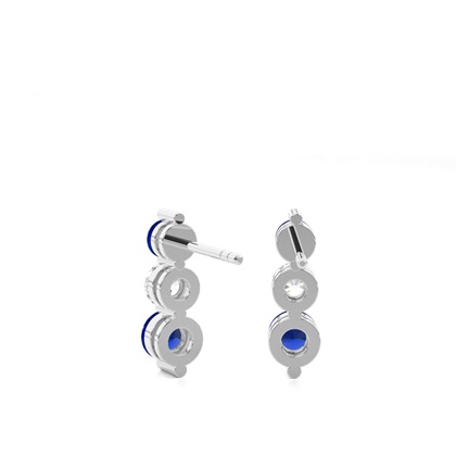 2 Prong Setting Round Blue Sapphire Drop Earrings