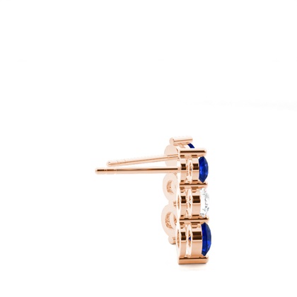 2 Zinkeneinstellung runde blaue Saphir-Ohrringe