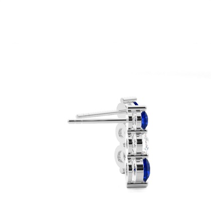 2 Zinkeneinstellung runde blaue Saphir-Ohrringe